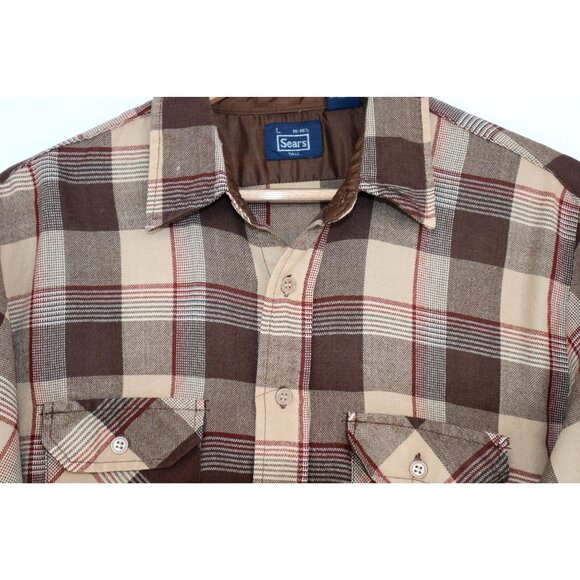Sears Plaid Button-Up Flannel Shirt L Tall Vintage Y2K - Picture 4 of 10